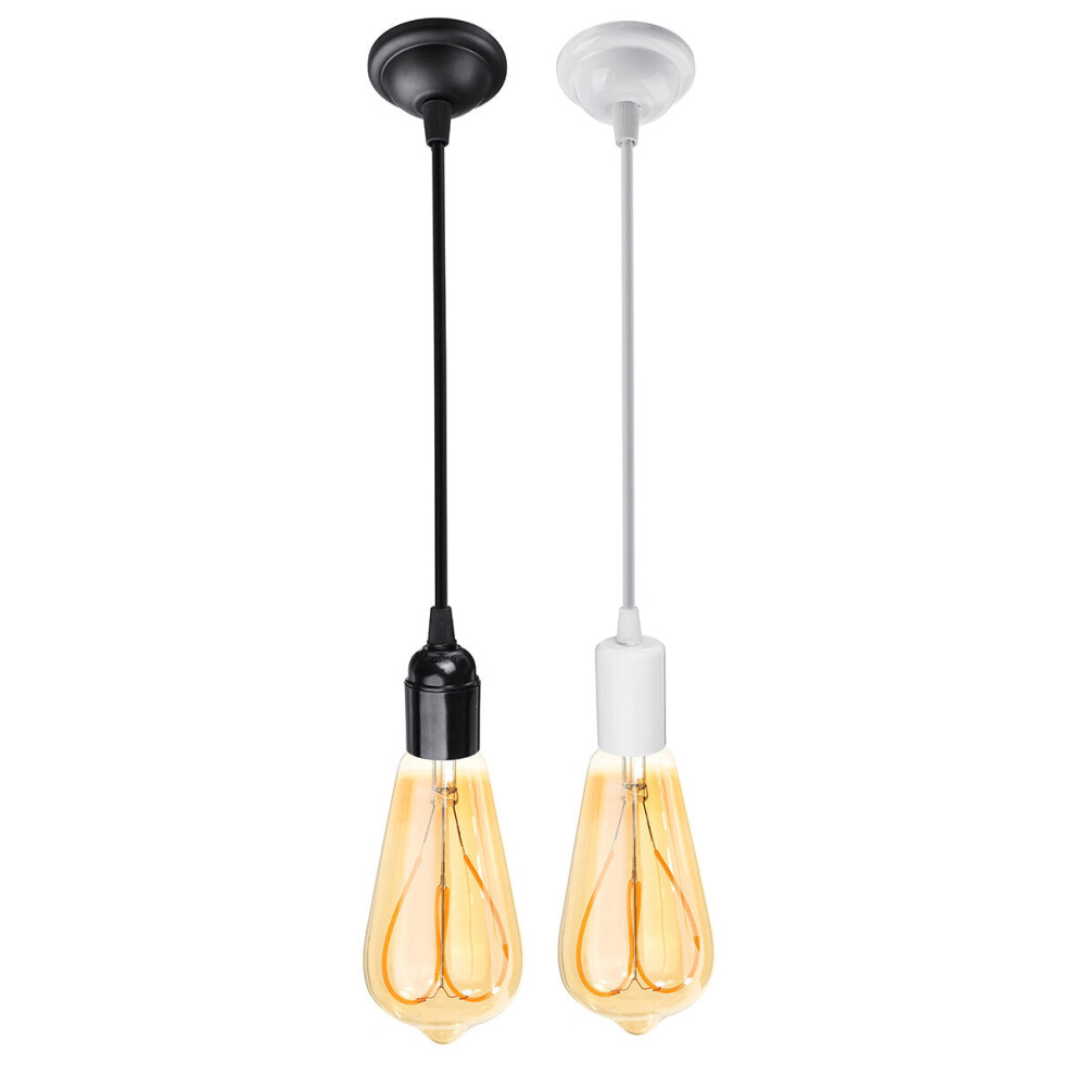 (Black) 1M E27 Industrial Retro Single Head Chandelier Pendant Light Socket Ceiling Fixture Lamp Holder