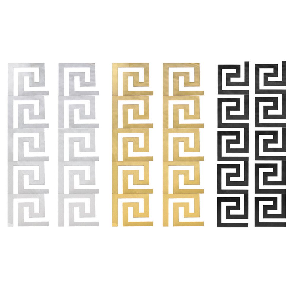 (Black) 10pcs 3D Acrylic DIY Mirror Tile Wall Sticker Removable Decal Art Mural Decoration