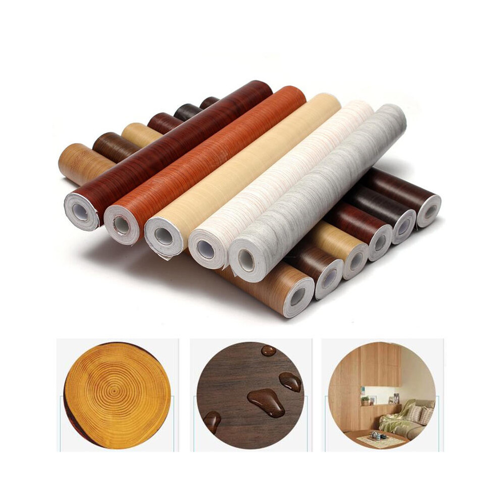 (Grey) 10M Self Adhesive PVC Wall Wood Grain Mural Decal Wall Paper Film Sticker Home Beauty Fashion Decoration