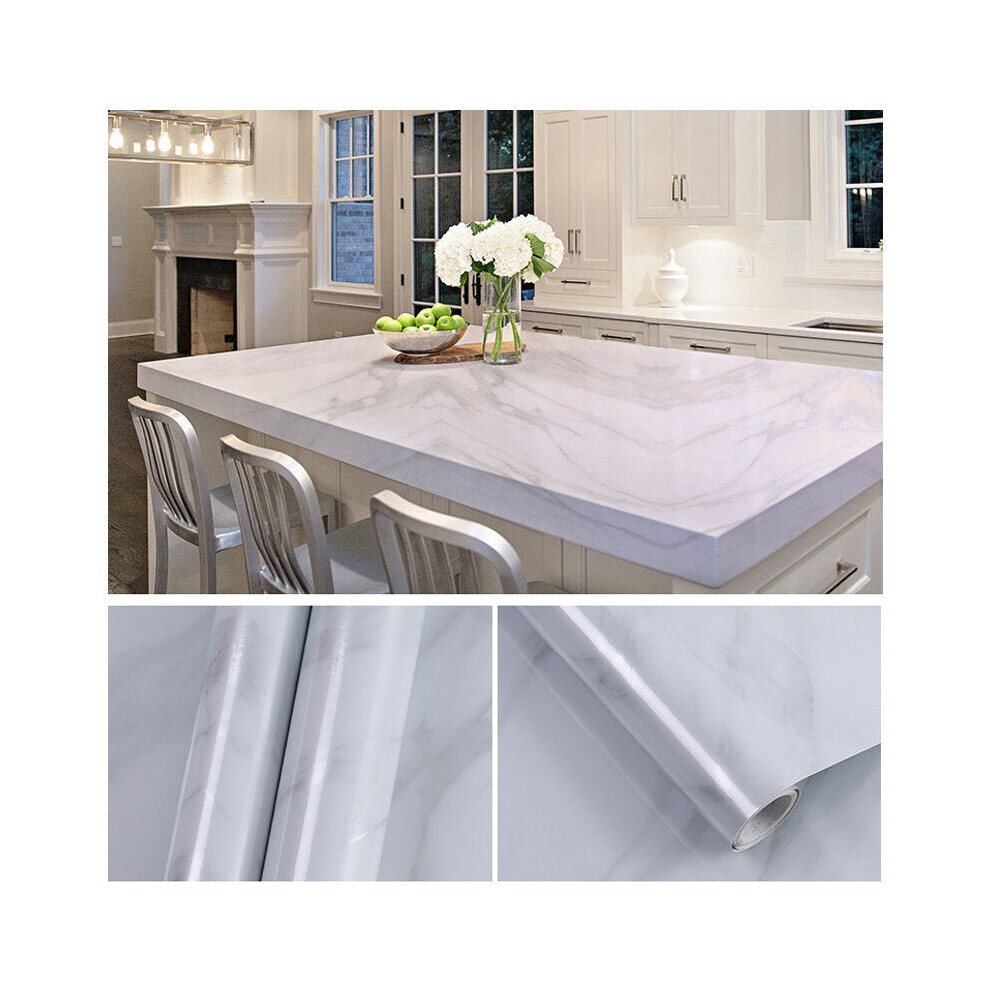 (White, 3m) Kitchen Worktop Cover Vinyl Wall Stickers Self Adhesive Back Film Heat Resist for Home Kitchen Wall Decor