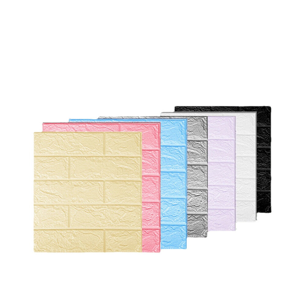 (Purple, 10) 10/20PCS Multi-color Wallpaper Self Adhesive Wall Sticky Foam Brick 3D Texture Wallpaper