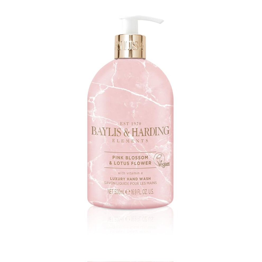 Baylis & Harding Liquid Hand Soap Wash with Dispenser  Elements  Pink Blossom & Lotus Flower  16.9oz/500ml