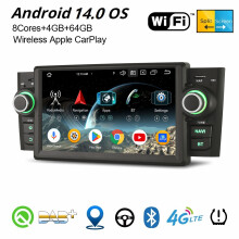 Erisin 4GB+64GB 8 Core Android 14 CarPlay Car Stereo GPS for Fiat Grande Punto Linea DAB+ Radio WiFi Bluetooth USB DSP