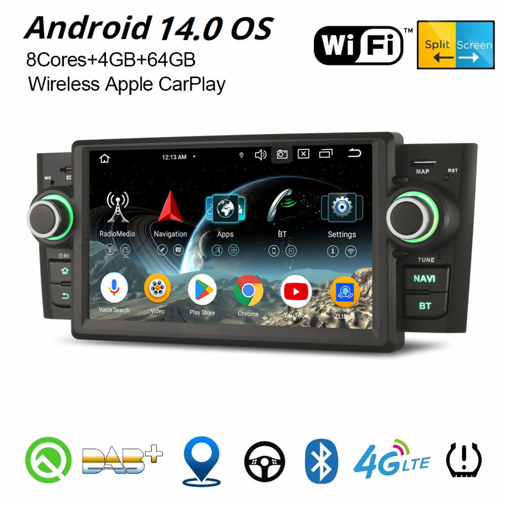 Erisin 4Gb+64Gb 8 Core Android 14 Carplay Car Stereo Gps For Fiat Grande Punto Linea Dab+ Radio Wifi Bluetooth Usb Dsp 737655248098