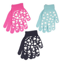 Girls Gloves 3 Pack Glowing In The Dark Mittens