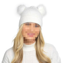 (One Size, White) Ladies Hat Twist Yarn Brushed Ribbed Pom Pom Hats