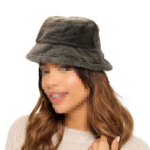 (One Size, Beige) Ladies Bucket Hats Faux Fur Soft Plush Cozy Caps