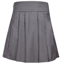 (5-6 Years, Grey) Girls Plain School Uniform Pleated Skater Skirts