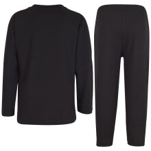 (11-12 Years, Black) Girls Boys Raglan Sleeves Plain Pyjamas Set