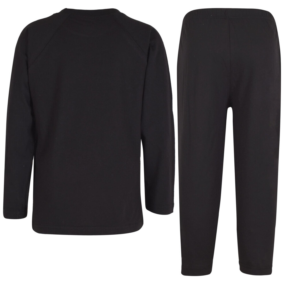 A2zkids (11-12 Years, Black) Girls Boys Raglan Sleeves Plain Pyjamas Set