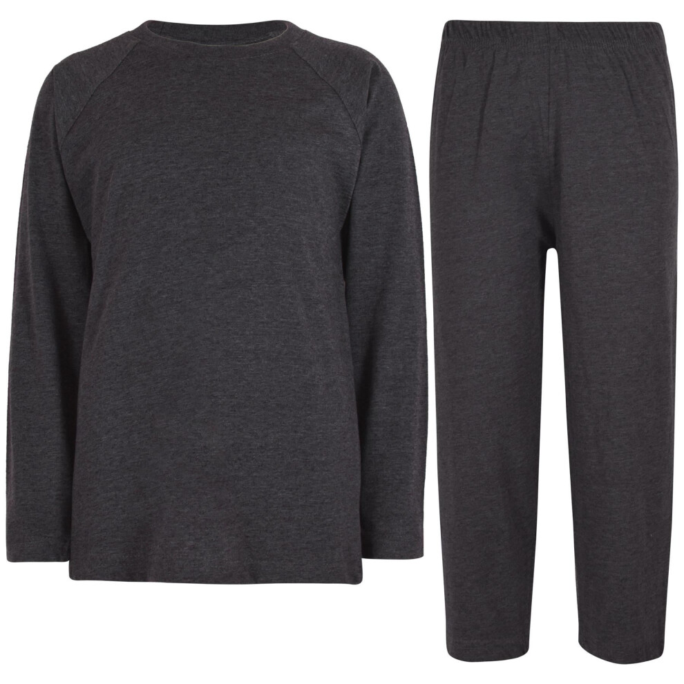 A2zkids (13-14 Years, Charcoal) Girls Boys Raglan Sleeves Plain Pyjamas Set