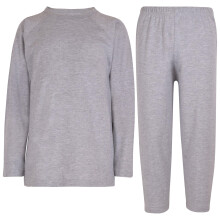 (11-12 Years, Grey) Girls Boys Raglan Sleeves Plain Pyjamas Set