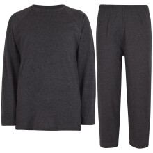 (5-6 Years, Charcoal) Girls Boys Raglan Sleeves Plain Pyjamas Set