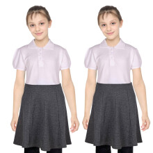 (13-14 Years, Grey) Girls School Uniform 2 Pack Summer Skater Skirts