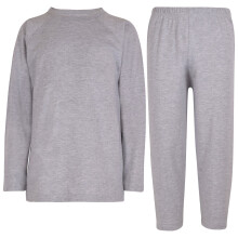 (9-10 Years, Grey) Girls Boys Raglan Sleeves Plain Pyjamas Set