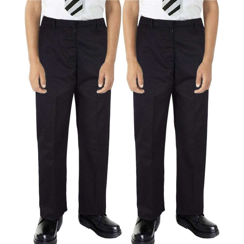 A2zkids (15-16 Years, Jet ) Boy Pant Plain School Uniform Elasticated Trouser Black