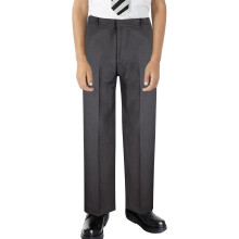 (9-10 Years, Grey) Boy Pant Plain School Uniform Elasticated Trouser