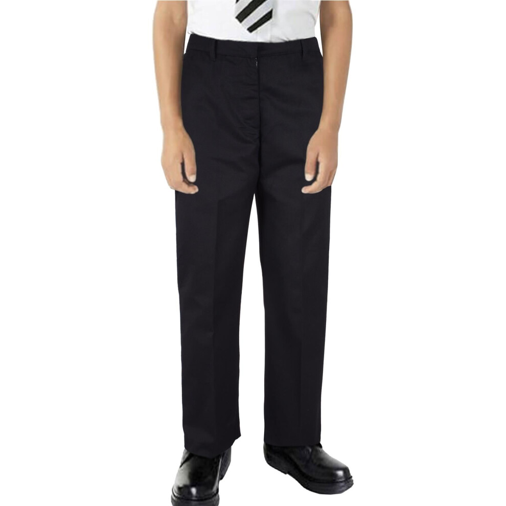 A2zkids (13-14 Years, Jet ) Boy Pant Plain School Uniform Elasticated Trouser Black