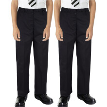(3-4 Years, Jet Black) Boy Pant Plain School Uniform Elasticated Trouser