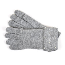 (One Size, Grey) Ladies Glove Glitter Sequin Cuff Soft Feel Mitten