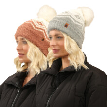 Ladies Hats Fluffy Knit Bobble Beanie Cosy Caps