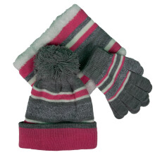 Girls Hat Scarf Gloves Set Knitted Beanie Cap Set