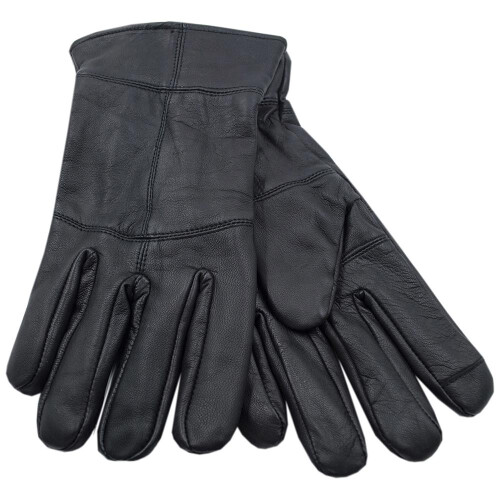 (M/L, Black) Mens Sheepskin Leather Touch Screen Gloves
