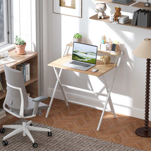 Homcom (Yellow) HOMCOM 81.5 cm Folding Computer Desk for Small Spaces Bedroom