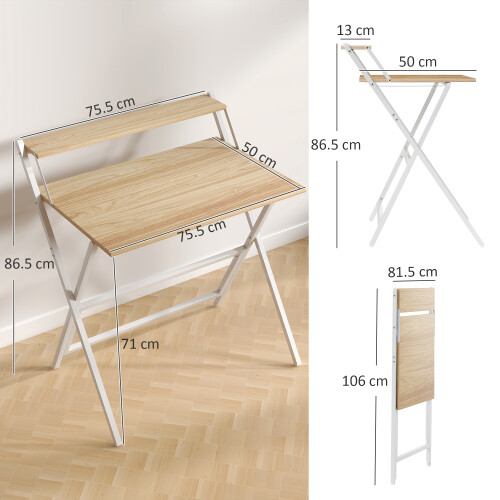 Homcom (Yellow) HOMCOM 81.5 cm Folding Computer Desk for Small Spaces Bedroom 2