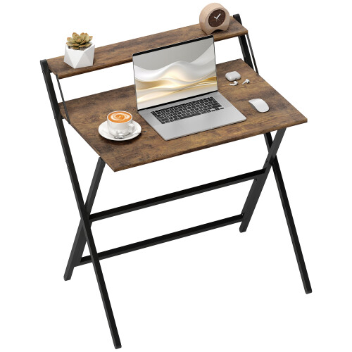 Homcom (Brown) HOMCOM 81.5 cm Folding Computer Desk for Small Spaces Bedroom 1