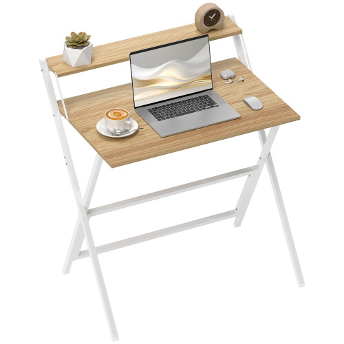 Homcom (Yellow) HOMCOM 81.5 cm Folding Computer Desk for Small Spaces Bedroom 1