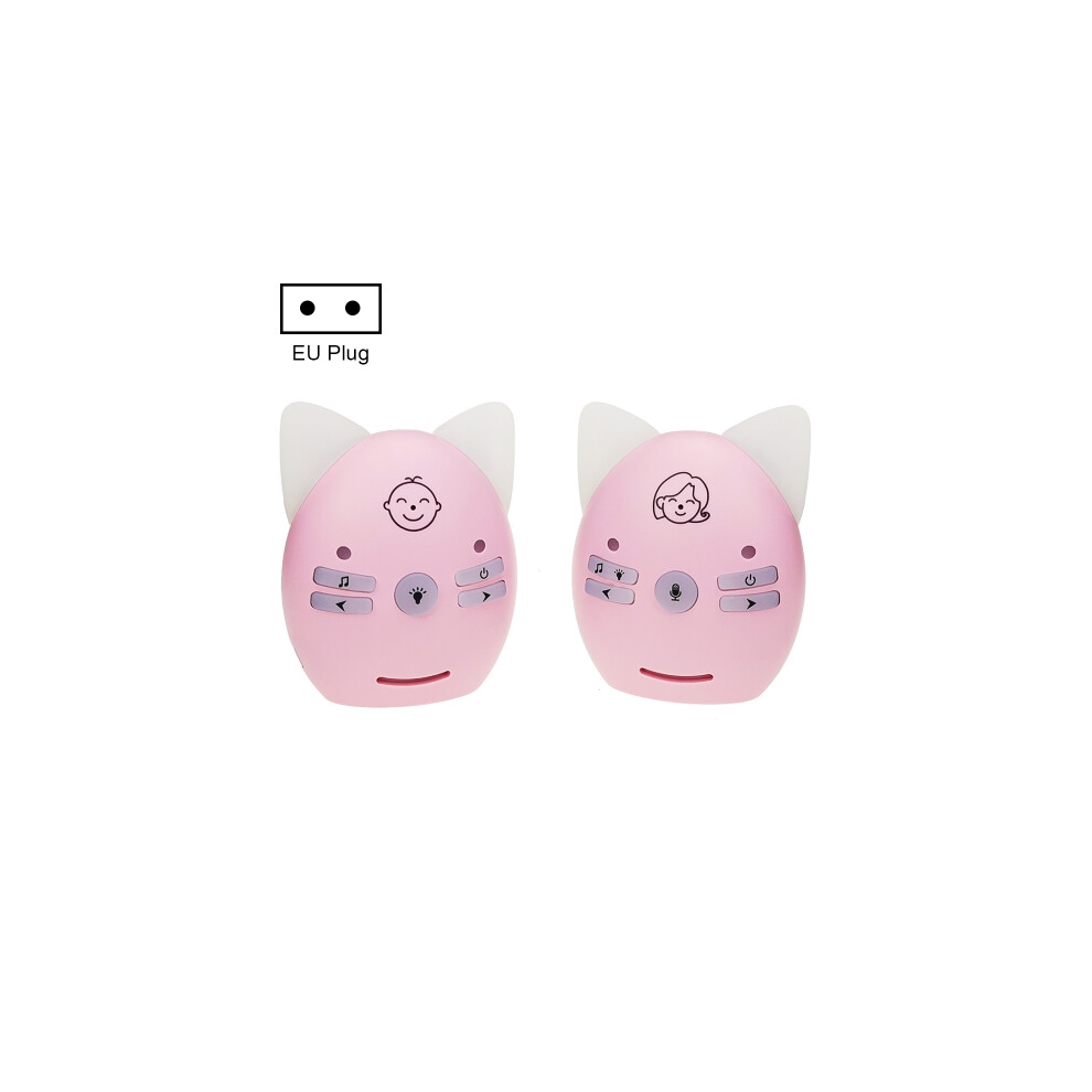 V30 wireless baby sound monitor supports voice monitoring + intercom + night light without batteries, plug type: European standard (pink)