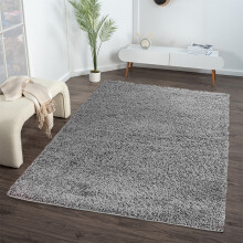 (120x170 cm (4ftx5ft 6")) Modern Grey Shaggy Rug - Soft Plush Area Carpet for Living Room, Bedroom & Hallway - Multiple Sizes & Shapes