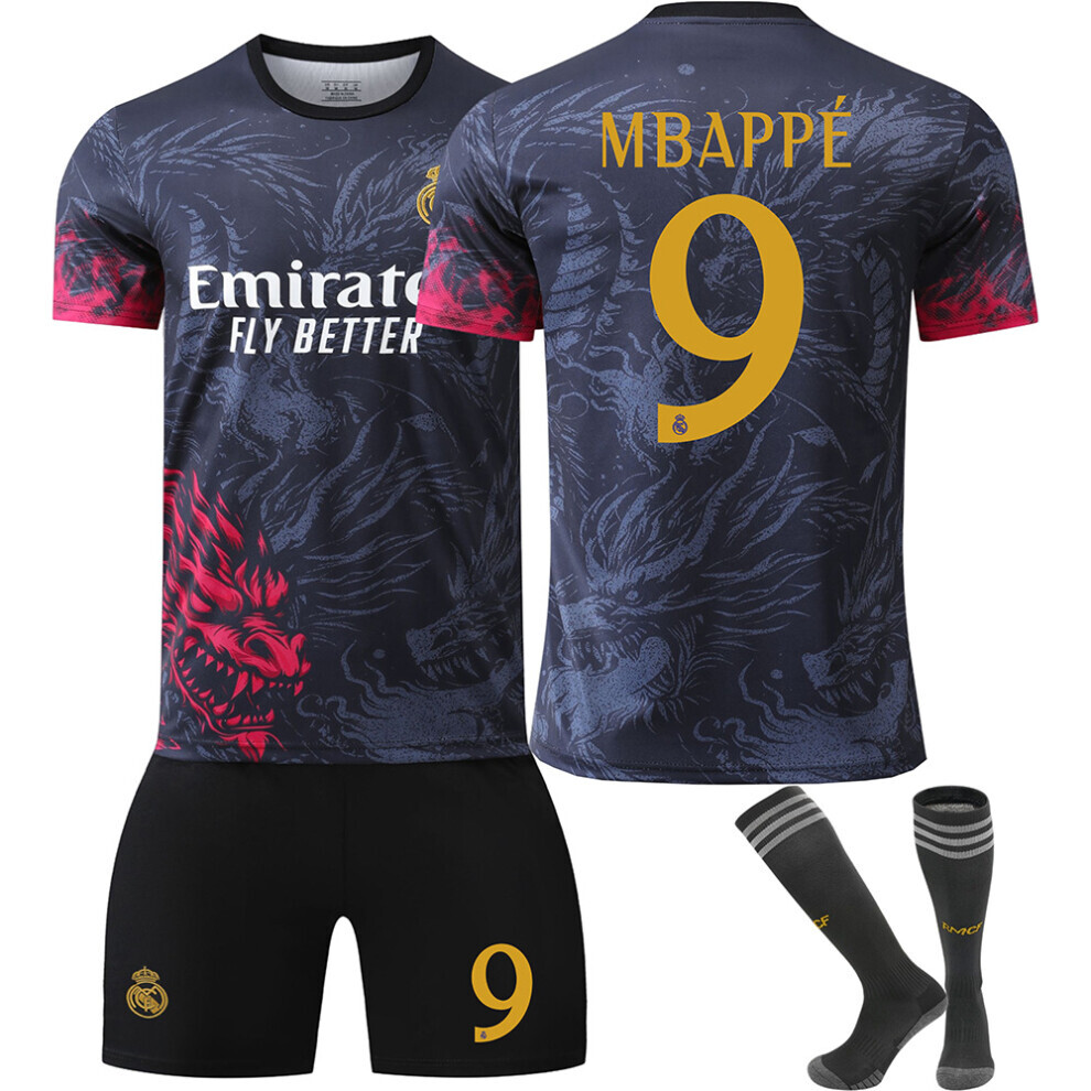 (24) 24/25 Real Madrid #9 Mbappé Special edition Black Jersey Football Kits with Socks