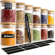 12x Spice Jars with Lids and Labels Glass Spice Jars