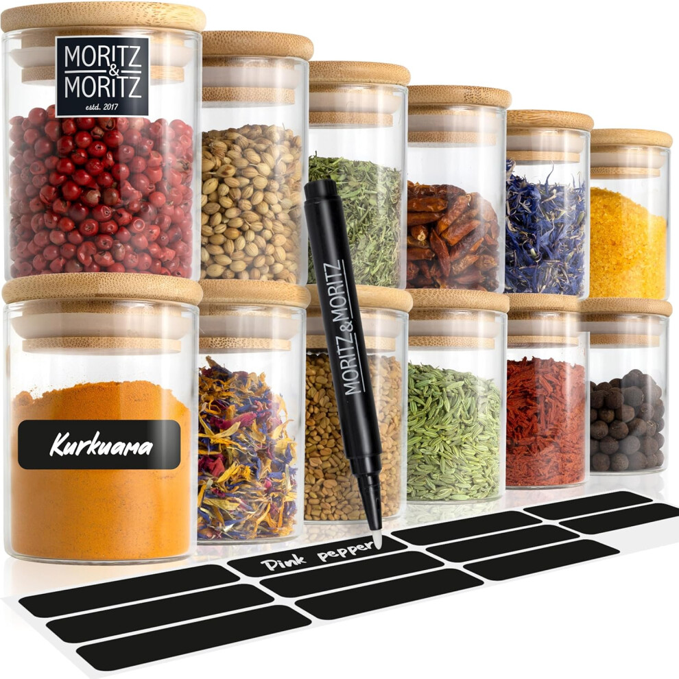 Youmee 12X Spice Jars With Lids And Labels Glass Spice Jars
