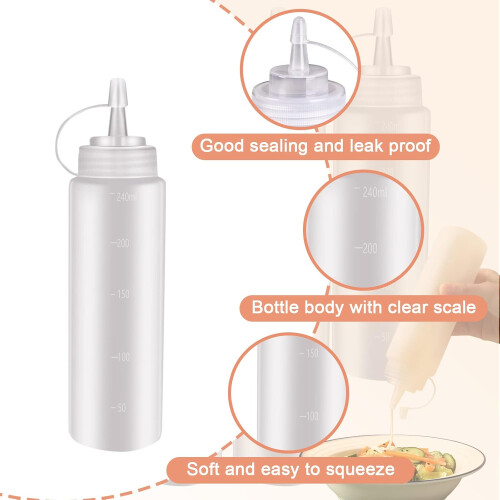 6 pcs 8oz Condiment Squeeze Bottles Squeezy Sauce Bottles 1