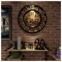 50cm retro wall clock, Roman gold