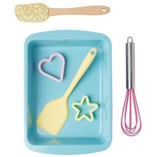 Kids Cupcake 5Pcs Baking Set Traybake 2 Cookie Cutters Spatula