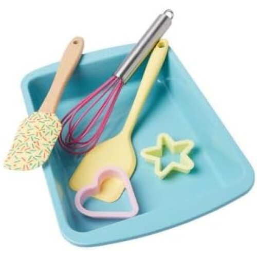 Kids Cupcake 5Pcs Baking Set Traybake 2 Cookie Cutters Spatula 2