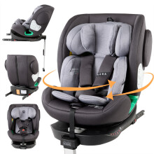 FableKids NORA child car seat grey | 360° rotatable i-Size | 40-150 cm | reboarder with ISOFIX & support leg | height-adjustable headrest & backrest