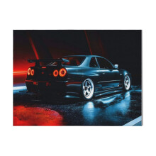 (Nissan Skyline=133) Canvas Print Framed DIY Install Kit- 16x20" Retro Car Motor Vehicle Auto Ride Sled Wall Art Home Decor Poster for Office Bedroom Living Room Bathroom