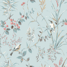 (Blue) Mariko Bird Floral Wallpaper Crown