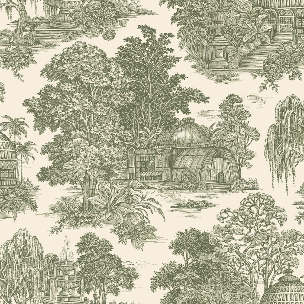(Green) Osterley Gardens Toile Wallpaper Holden 5022976139503