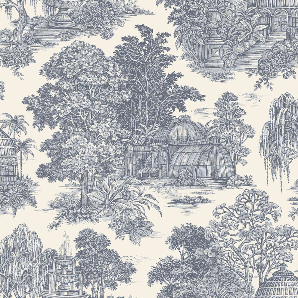(Blue) Osterley Gardens Toile Wallpaper Holden 5022976139510