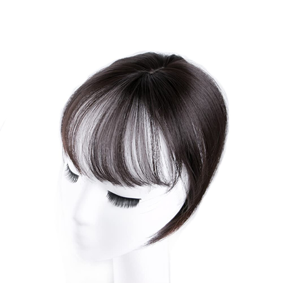 Lesafev Unisex Black,Brown Mini Fringe Hairpiece Straight Clip In Forehead Topper With Wispy Bangs Extension Black Brown