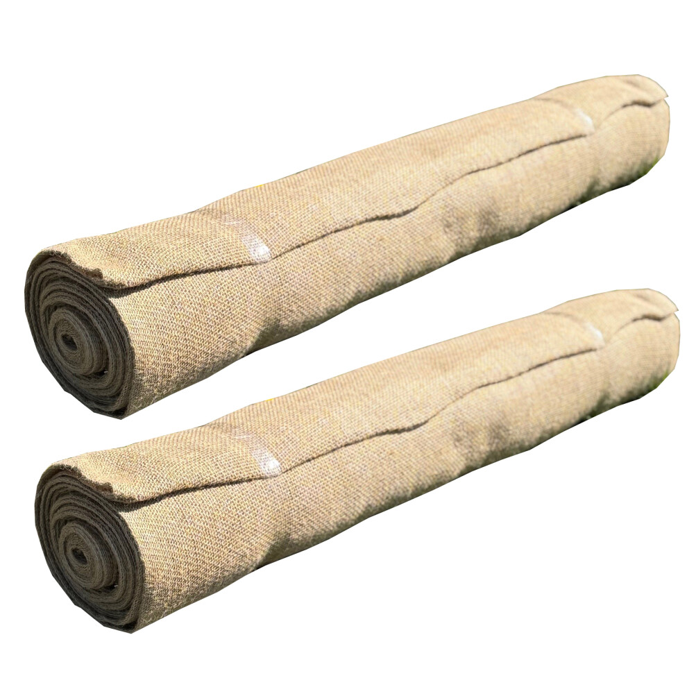 Set of 2 Jute Hessian Plant Protection Liner Weed Control Rolls 10m