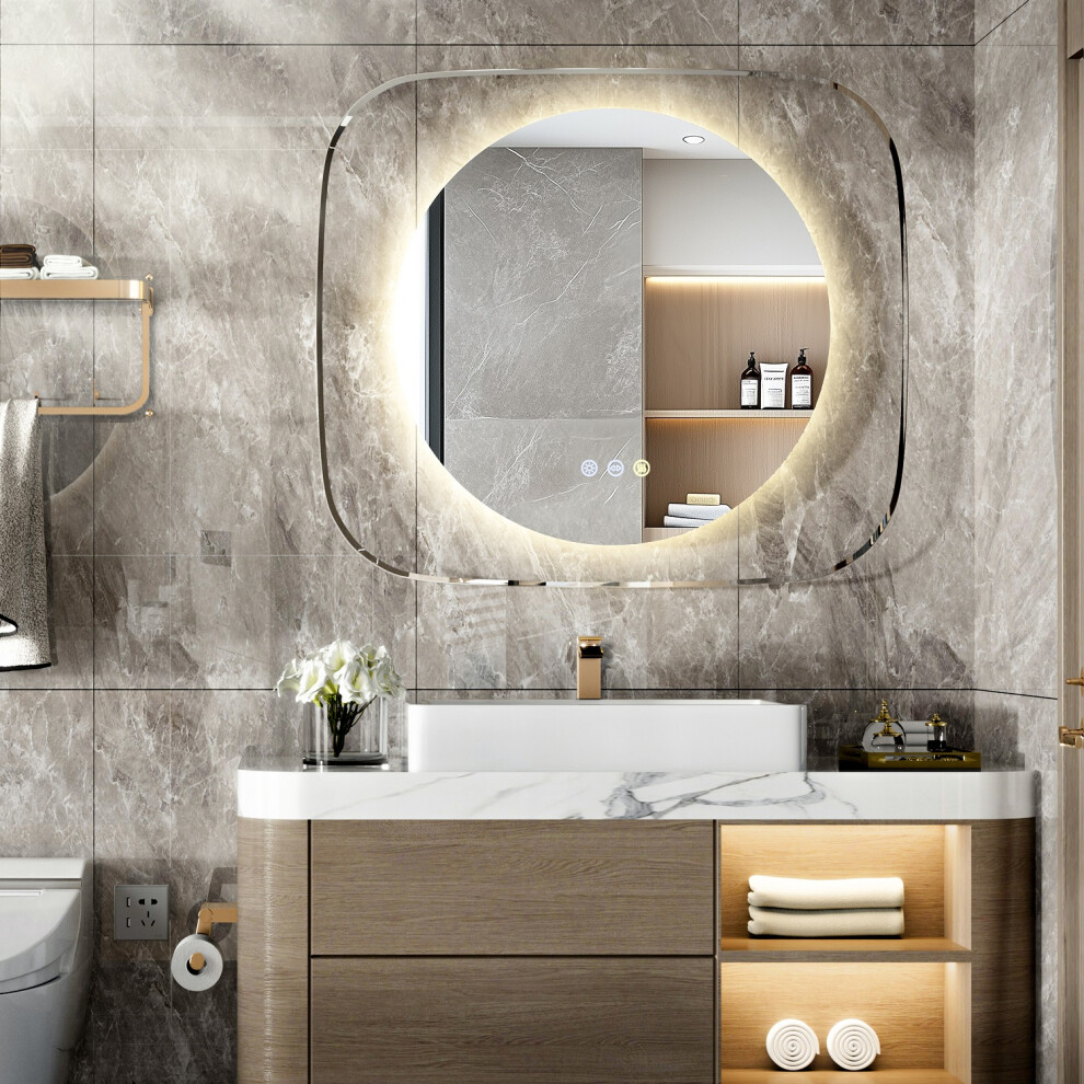 800x700mm Innovative LED Lighted Bathroom Mirror with Backlit-image-OPC-PGMHGQB-NEW