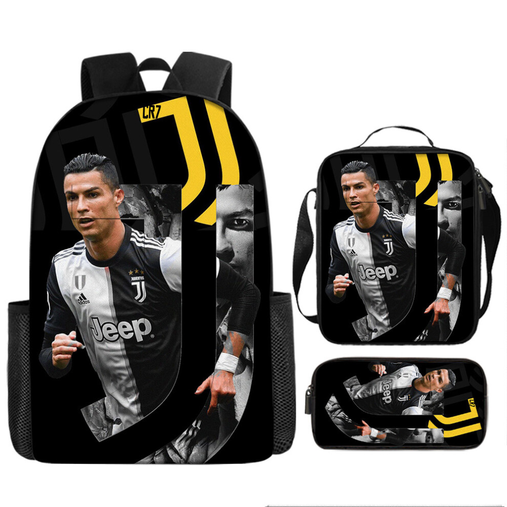 (31, 17-inch backpack) New football star Messi peripheral backpack printed three-piece set children's schoolbag primary school backpack lunch bag pen-image-OPC-PGMHGTG-NEW