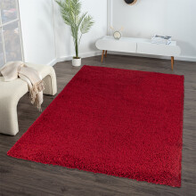 (120 x 170 cm) Red Shaggy Rug - Ultra Soft Thick Pile Carpet - Fluffy Living Room, Bedroom & Hallway Rug - 7 Sizes - Modern Home Décor